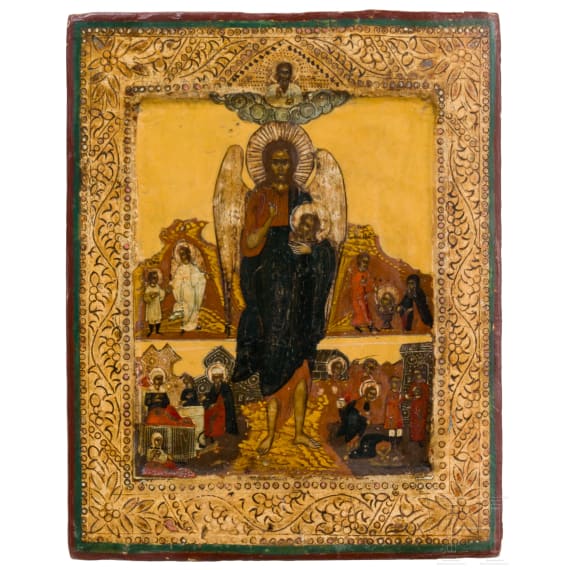 A small icon showing Saint John in the desert, Russia, circa 1900