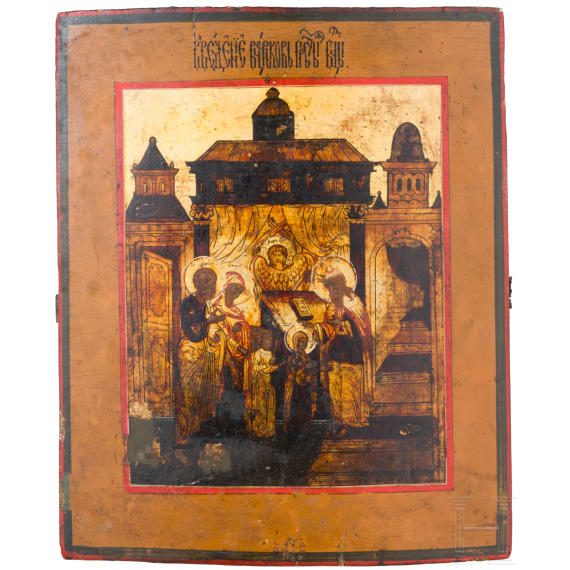 An icon showing the entrance of the Mother of God into the temple, Russia, 19th century