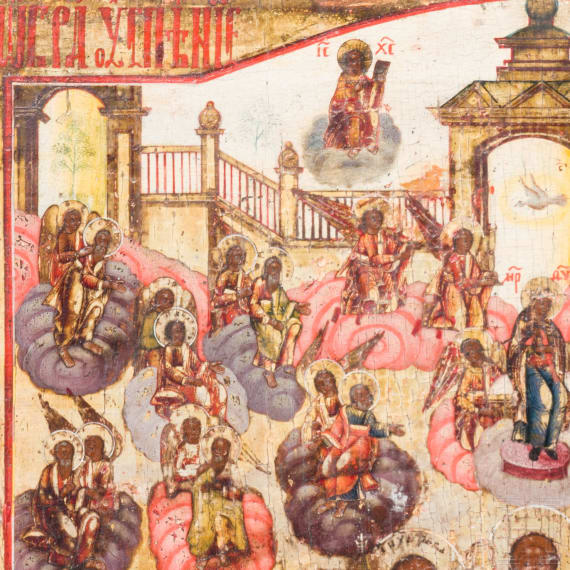 A large icon showing the Dormition of the Mother of God, Russia, Vetka, late 19th century