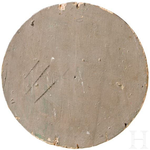 A small round icon showing Evangelist Saint Matthew, late 19th century