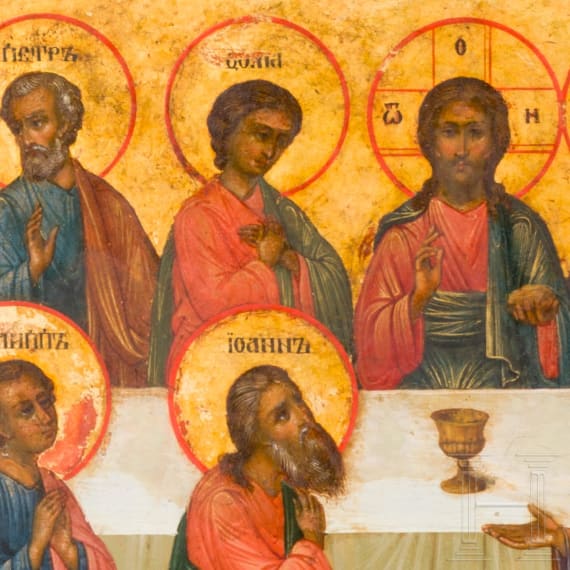 A large icon showing the last supper, Russia, 19th century