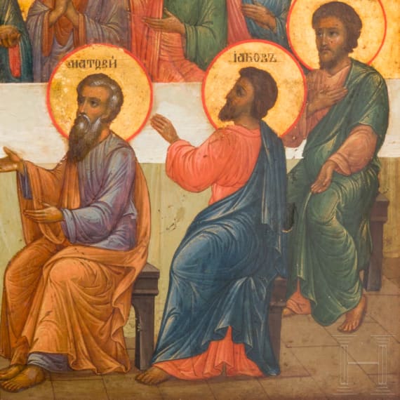 A large icon showing the last supper, Russia, 19th century
