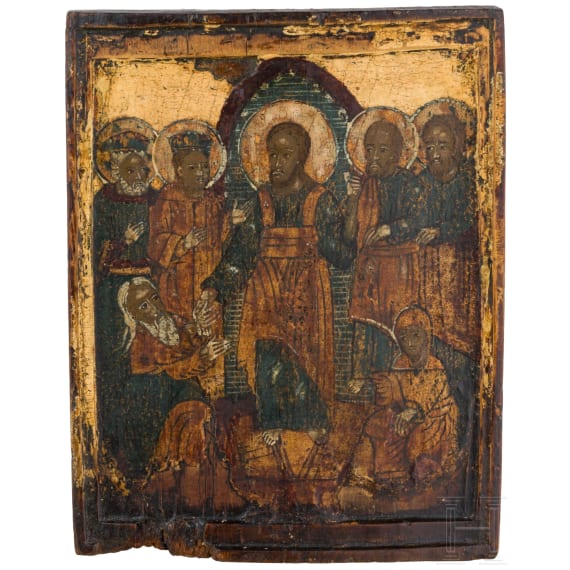 An icon showing Christ descent into hell, Russia, 17th century.