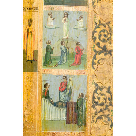 A large icon showing the Resurrection of Christ, Russia, circa 1900