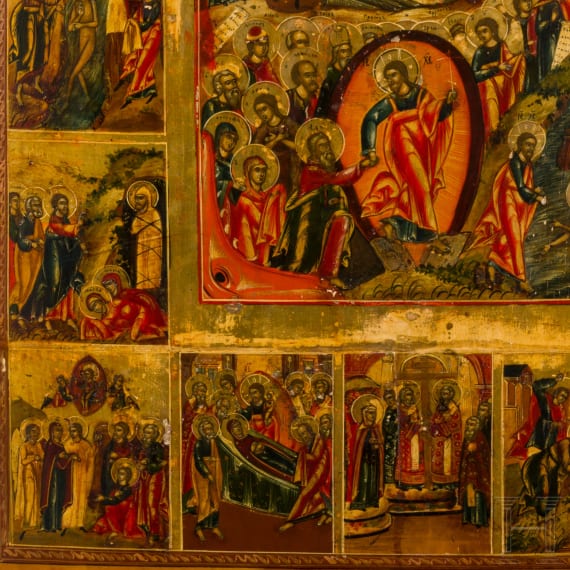 A large extended Russian feast icon, 19th century