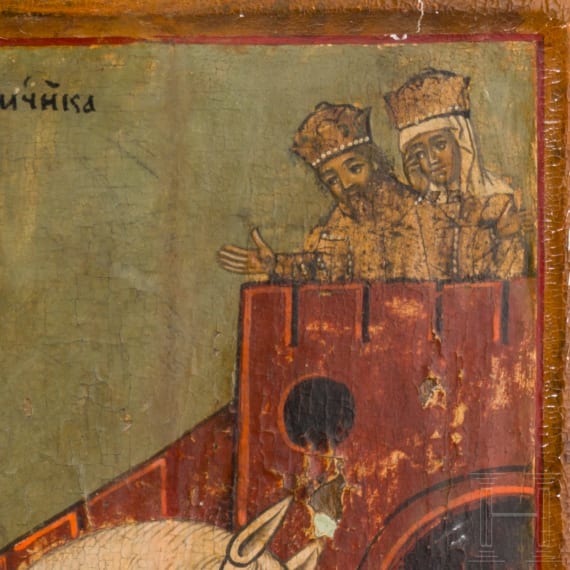 A large icon showing Saint George and the dragon, Russia, early 18th century