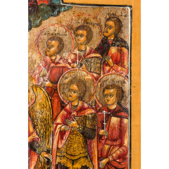 A Russian icon showing Archangel Michael and selected Saints, circa 1800