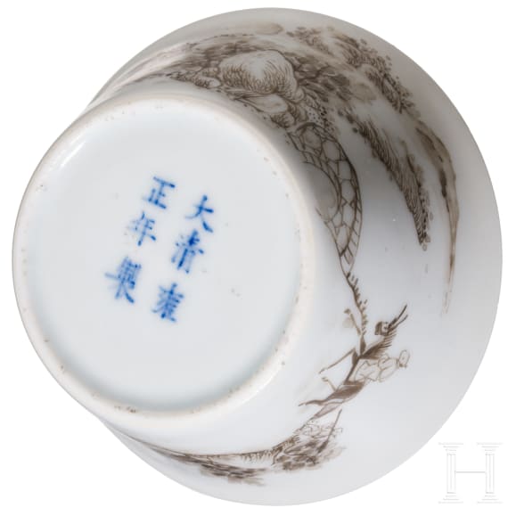 Koppchen mit Grisaillemalerei, China, wohl 18. Jhdt.