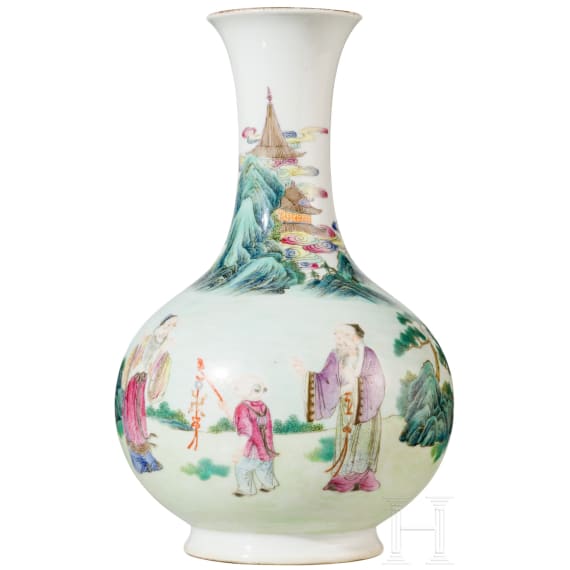 Famille-Rose-Vase, China, um 19. Jhdt.