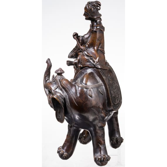 Bronze einer Kannon auf Elefant, Japan, Meiji-Periode, um 1900