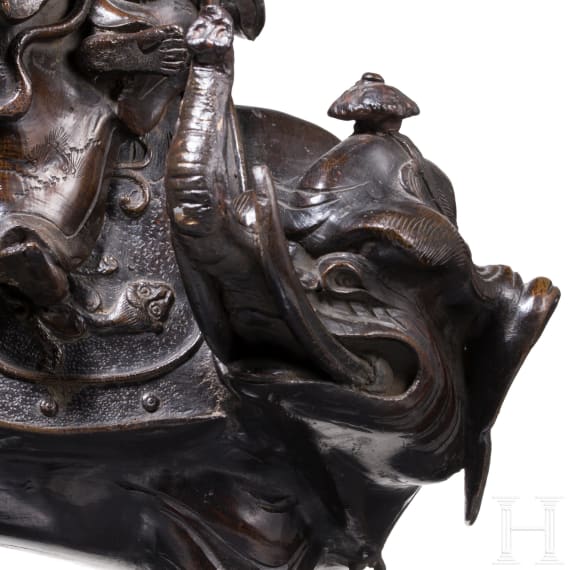Bronze einer Kannon auf Elefant, Japan, Meiji-Periode, um 1900