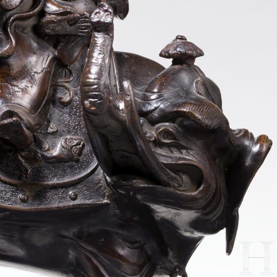 Bronze einer Kannon auf Elefant, Japan, Meiji-Periode, um 1900