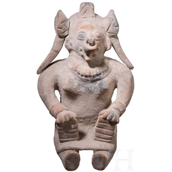 Gro&szlig;e pr&auml;kolumbische Tonfigur, Ekuador, wohl 500 - 1000 n. Chr.