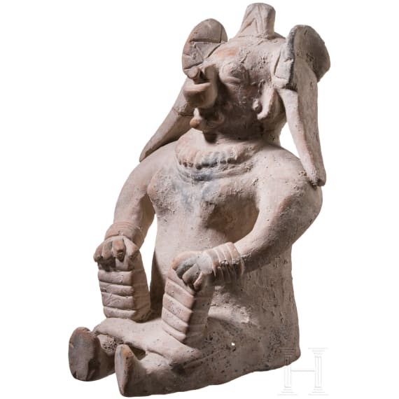 Gro&szlig;e pr&auml;kolumbische Tonfigur, Ekuador, wohl 500 - 1000 n. Chr.