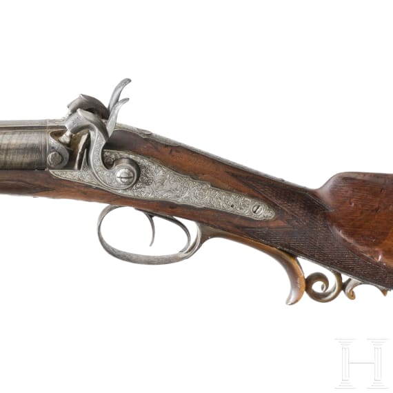 A German side by side percussion shotgun, ca. 1875