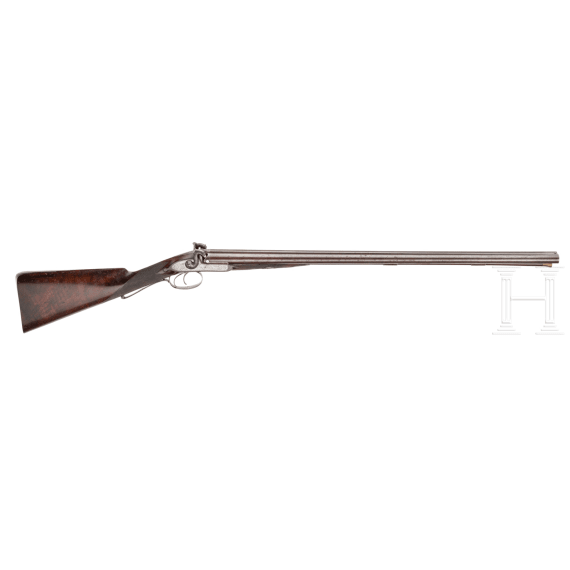 A percussion side by side shotgun by Richard Jackson, London, in case