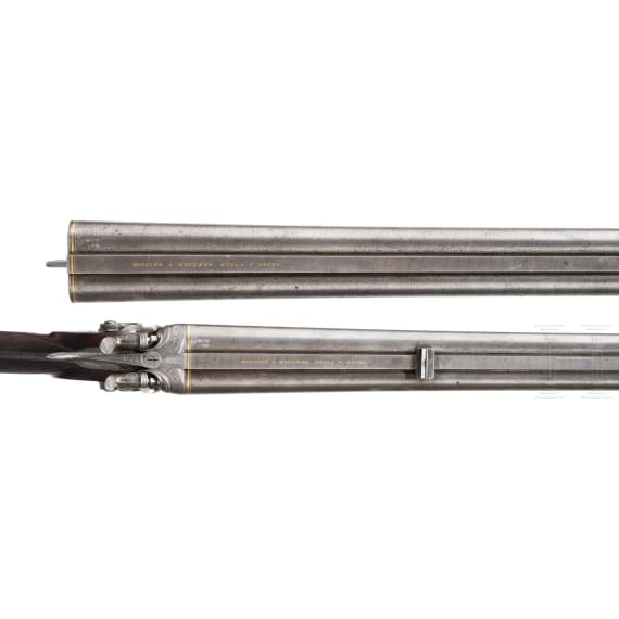A side-by-side combination gun Moeller & Kellner Gotha, with side-by-side shotgun barrels, in case