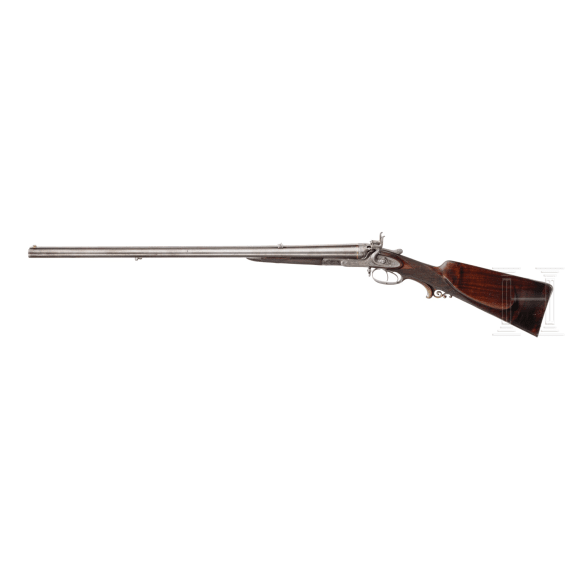 A side-by-side combination gun Moeller & Kellner Gotha, with side-by-side shotgun barrels, in case