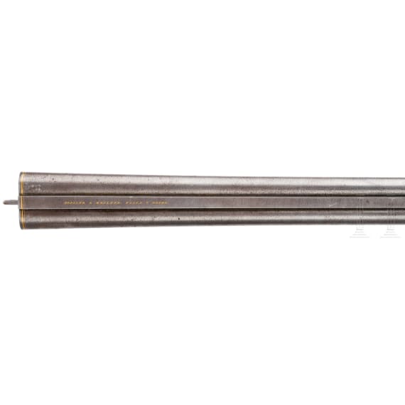 A side-by-side combination gun Moeller & Kellner Gotha, with side-by-side shotgun barrels, in case