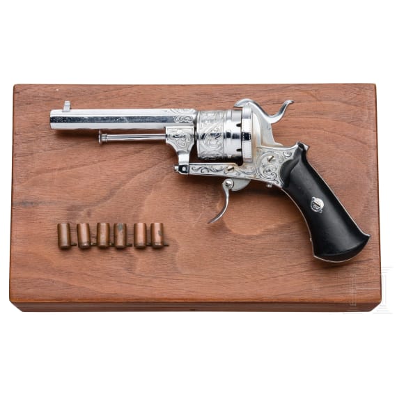 A cased pin-fire revolver, ca. 1875