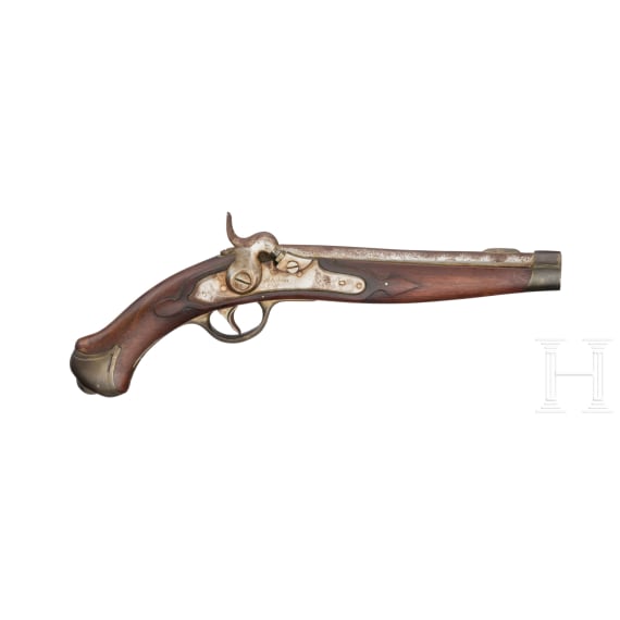 Two muzzle-loading pistols, replicas based on Prussian designs, ca. 1975