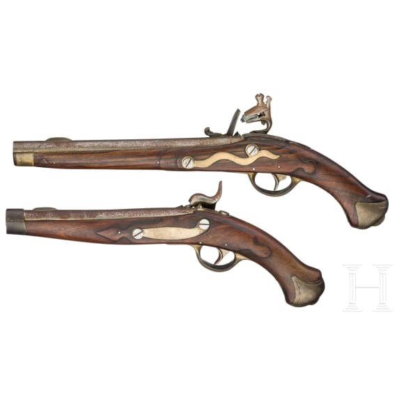 Two muzzle-loading pistols, replicas based on Prussian designs, ca. 1975