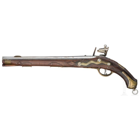 Replica of a flintlock pistol similar to the Prussian cuirassier pistol of 1742, ca. 1975