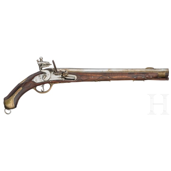Replica of a flintlock pistol similar to the Prussian cuirassier pistol of 1742, ca. 1975