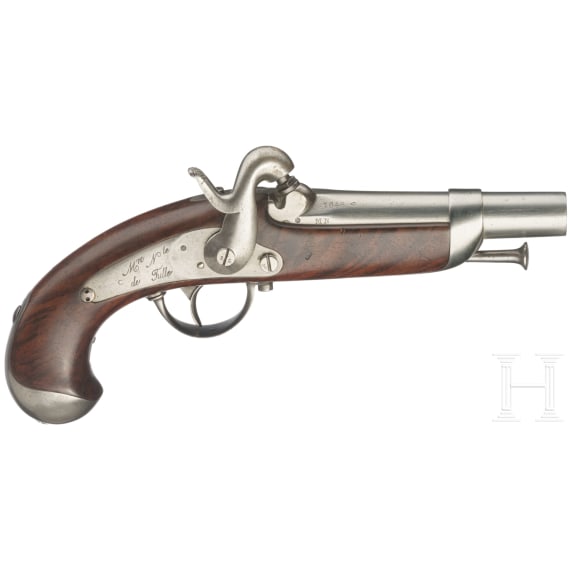 Two M 1842 gendarmerie percussion pistols, Tulle
