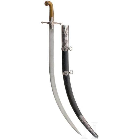 Silbermontierter Shamshir, osmanisch, um 1840/50