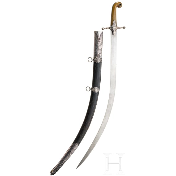 Silbermontierter Shamshir, osmanisch, um 1840/50