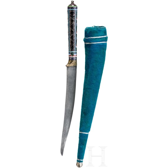 Kleiner Khandschar mit emailliertem Griff, Indien, 19./20. Jhdt.