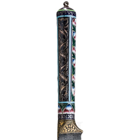 Kleiner Khandschar mit emailliertem Griff, Indien, 19./20. Jhdt.