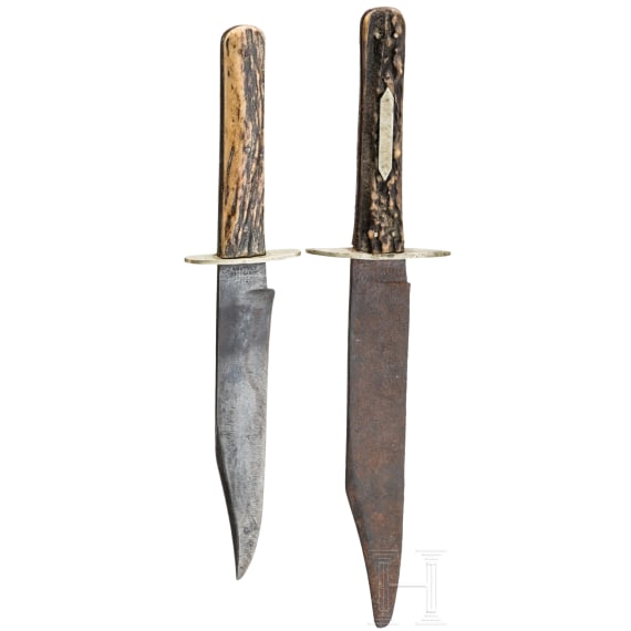 Zwei Bowie Messer, England, um 1860
