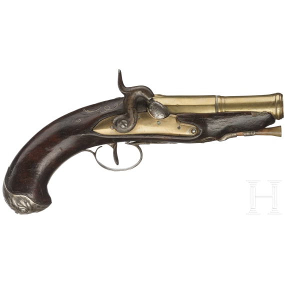Ein Paar aptierte Marine-Perkussionspistolen, Frankreich, um 1780