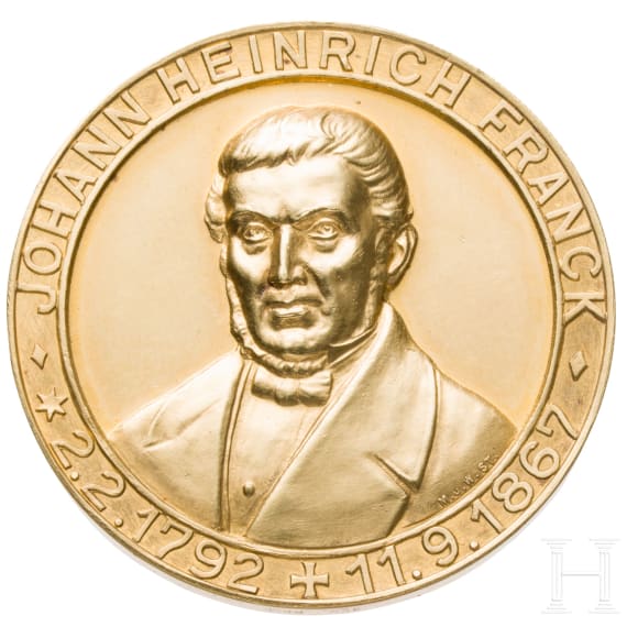 Goldmedaille anl&auml;&szlig;lich des 100-j&auml;hrigen Firmenjubil&auml;ums der Firma Franck in Ludwigsburg