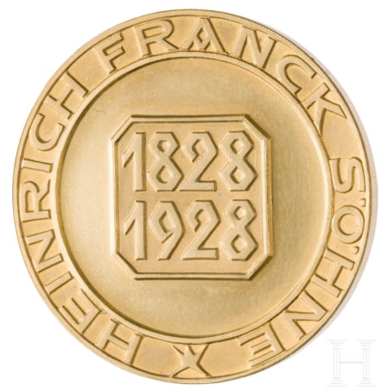 Goldmedaille anl&auml;&szlig;lich des 100-j&auml;hrigen Firmenjubil&auml;ums der Firma Franck in Ludwigsburg