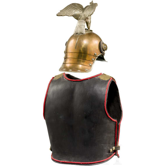 Helm, K&uuml;rass und Reservistenbild f&uuml;r Mannschaften des preu&szlig;ischen Regiments der Gardes du Corps, 19. Jhdt.