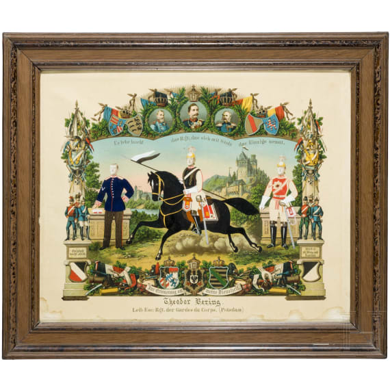 Helm, K&uuml;rass und Reservistenbild f&uuml;r Mannschaften des preu&szlig;ischen Regiments der Gardes du Corps, 19. Jhdt.