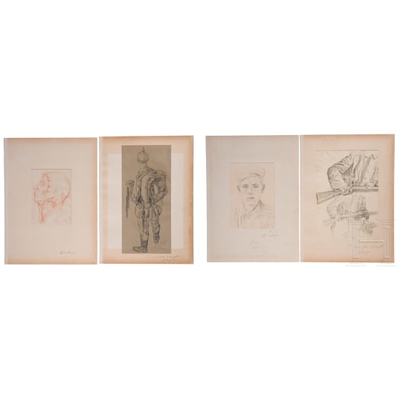 Max Seliger (1865 - 1920), vier Zeichnungen, deutsch, dat. 1915