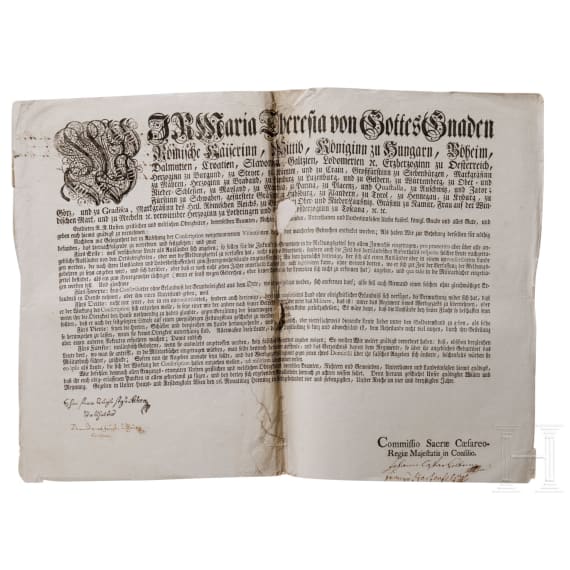 Kaiserin Maria Theresia (1717 - 1780) - sieben Circulare aus ihrer Regierungszeit, 1745 - 1780