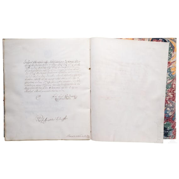 Kaiserin Maria Theresia - Adelsbrief f&uuml;r den Obersteueramtsdirektor Johann Joseph Edler von Leiner, 1774