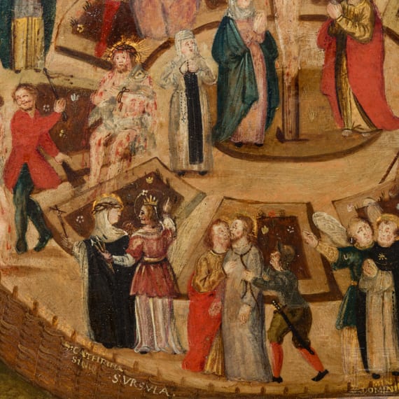 Zwei religi&ouml;se Darstellungen auf Kupfer: Allegorie des Schiffes der Kirche (Navis Ecclesiae) und Maria mit Kind und dem Johannesknaben