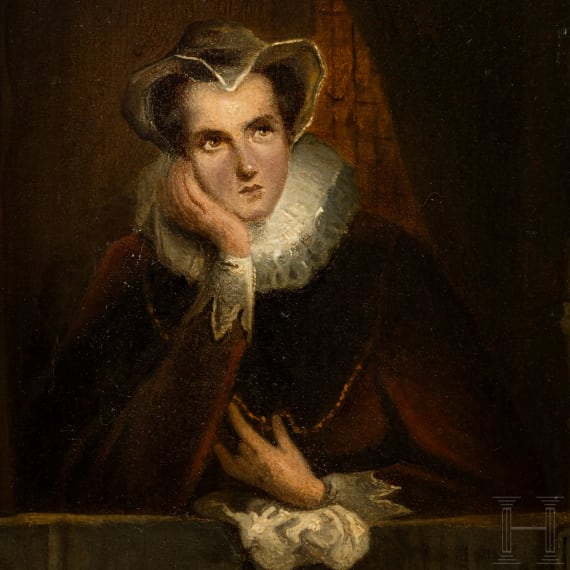 "Lady with Ruff", attributed to Jozef Israels (Groningen 1824&ndash;1911 Den Haag), mid-19th century