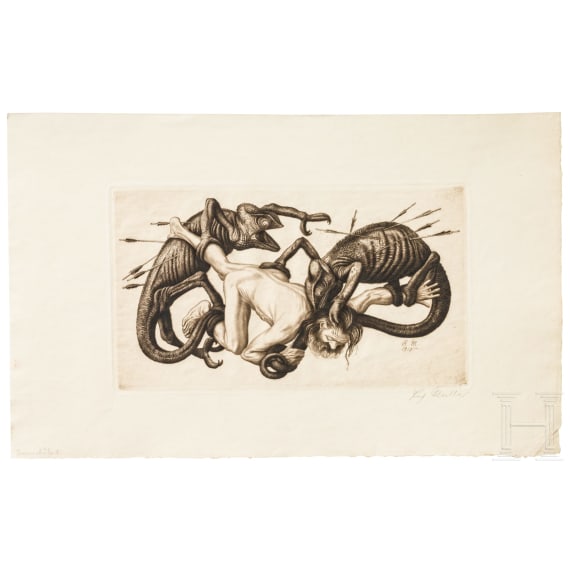 "Bogensch&uuml;tze II" (The Archer II), Richard M&uuml;ller (Tschirnitz near Karlsbad 1874&ndash;1954 Dresden-Loschwitz), dated 1918