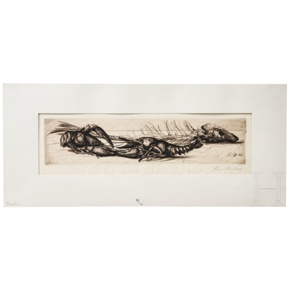 "Krebse" (Crayfish), Richard M&uuml;ller (Tschirnitz near Karlsbad 1874&ndash;1954 Dresden-Loschwitz), dated 1918