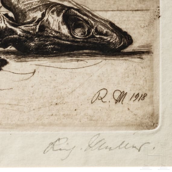 "Krebse" (Crayfish), Richard M&uuml;ller (Tschirnitz near Karlsbad 1874&ndash;1954 Dresden-Loschwitz), dated 1918