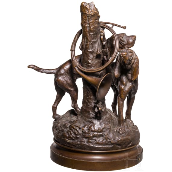 &ldquo;Chiens au relais&rdquo;, cast from the model by Prosper Lecourtier (Gr&eacute;milly 1851&ndash;1924 Paris), late 19th century