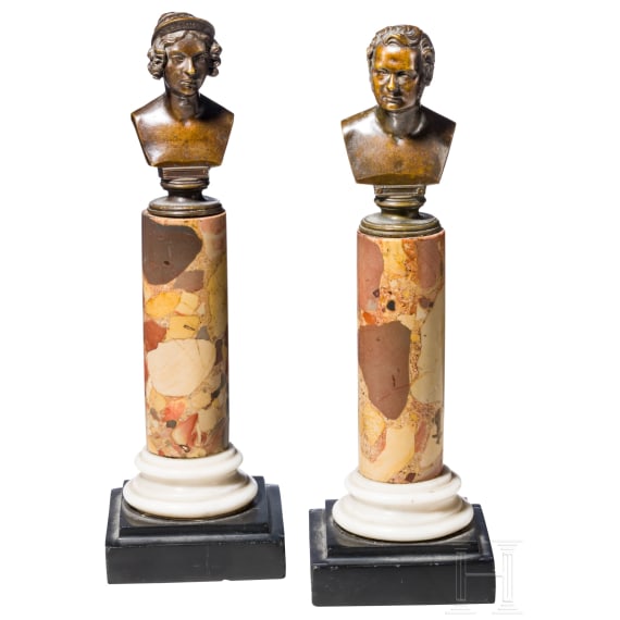 A pair of bronze busts of Friedrich Wilhelm IV and Elisabeth Ludovika of Bavaria, Berlin, late 19th/early 20th century