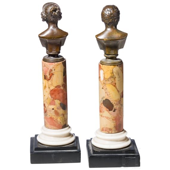 A pair of bronze busts of Friedrich Wilhelm IV and Elisabeth Ludovika of Bavaria, Berlin, late 19th/early 20th century